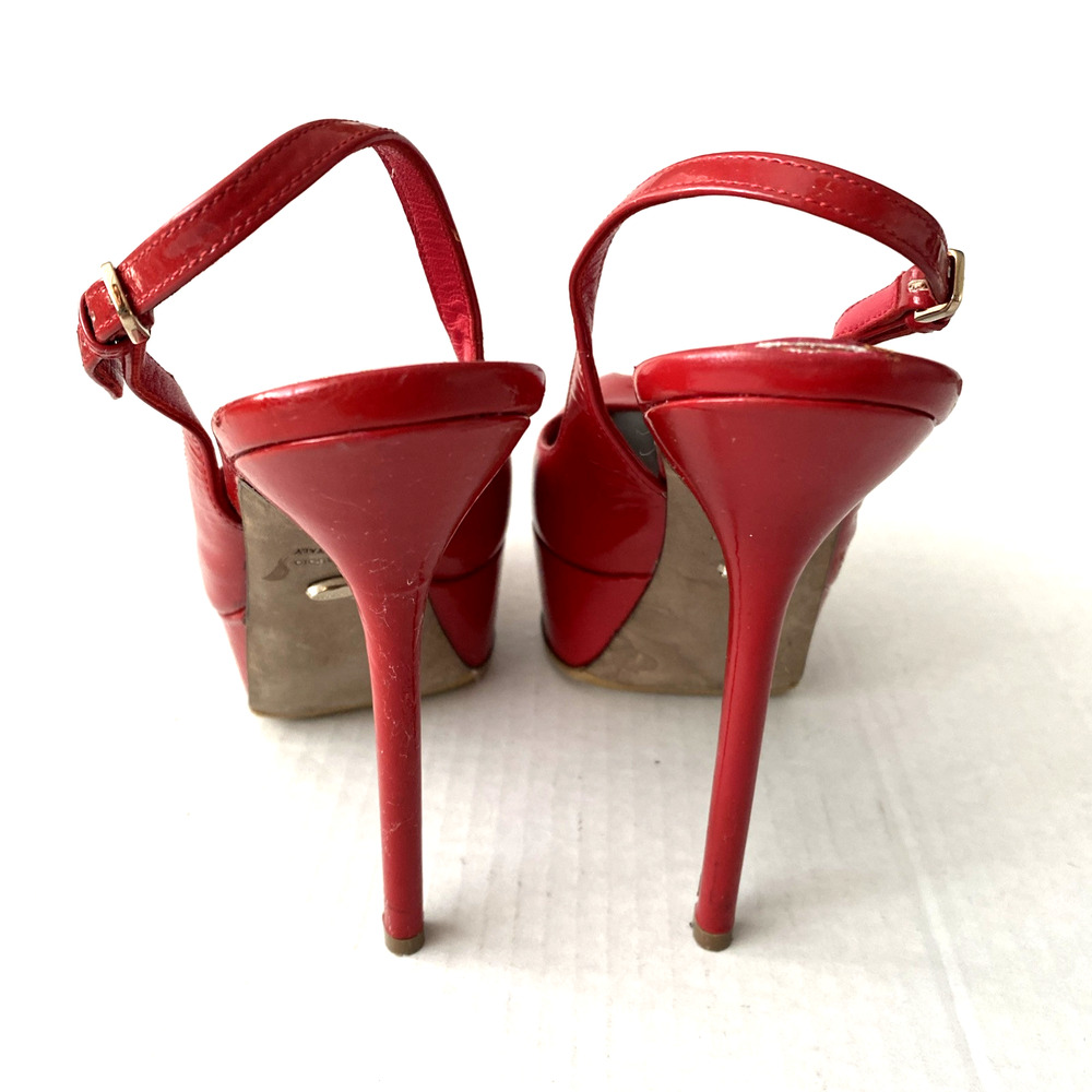 Sergio Rossi Pump Cachet Red Peep Patent Leather Platform Slingback Slim… - Picture 4 of 12